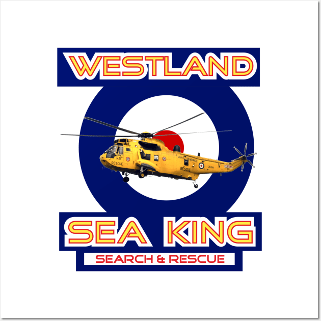 Westland Sea King Search and rescue helicopter in RAF roundel, Wall Art by AJ techDesigns